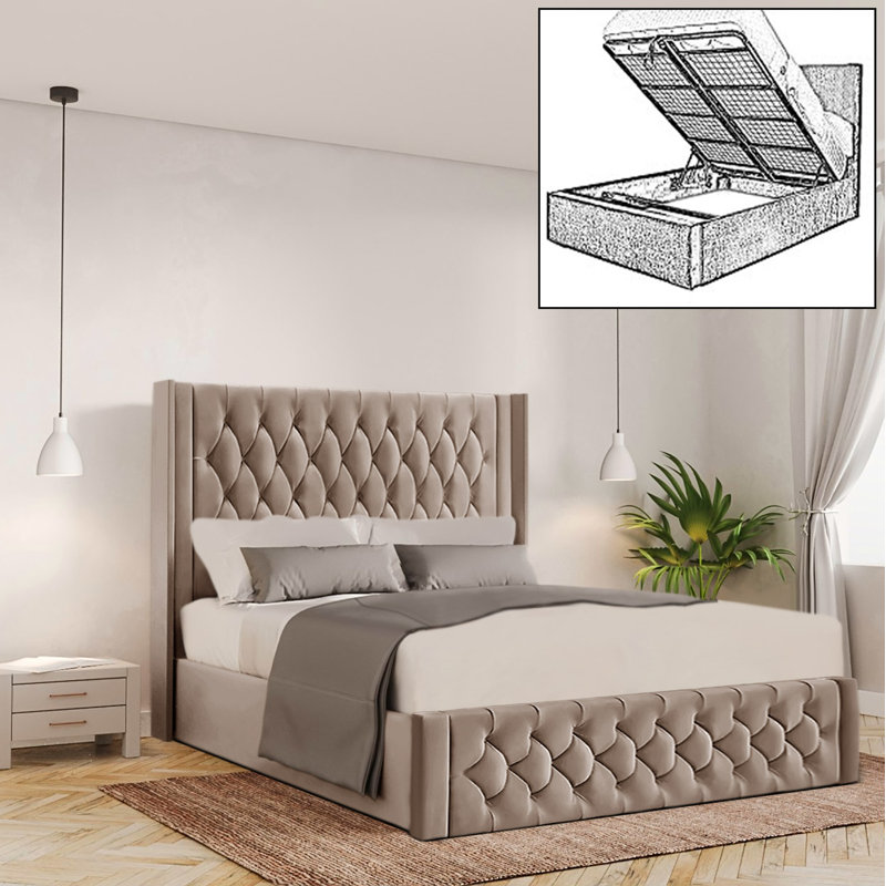 Barrientez Upholstered Ottoman Storage Bed, Single (3'), Black