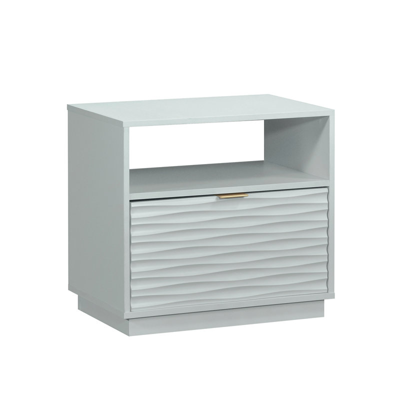 Grande table de chevet et tiroir ouvert Coastal, finition blanche