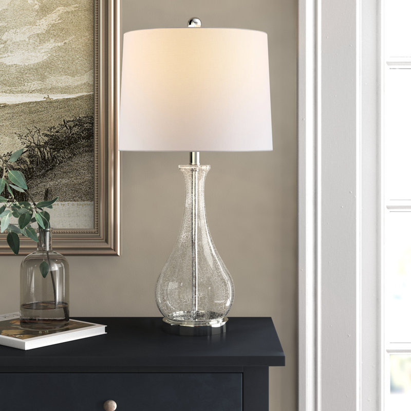 Lodewyk Glass Table Lamp, Clear Crackle