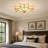 Art Deco Star Flush-Mount Ceiling Light, Brass Frame with Frosted Glass