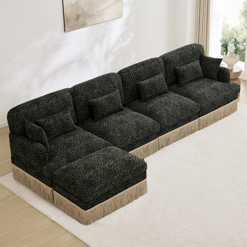 Spacious Chenille Sofas, Modern Leopard Modular Sectional For Home