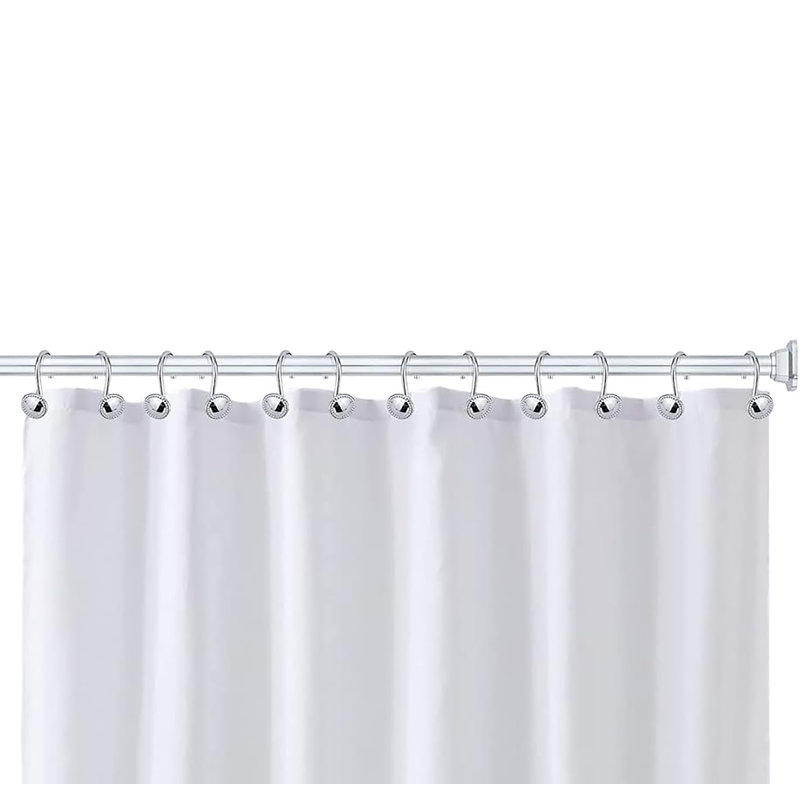 Ensemble de 12 pièces - Anneaux de rideaux de douche à boutons chromés en métal antirouille