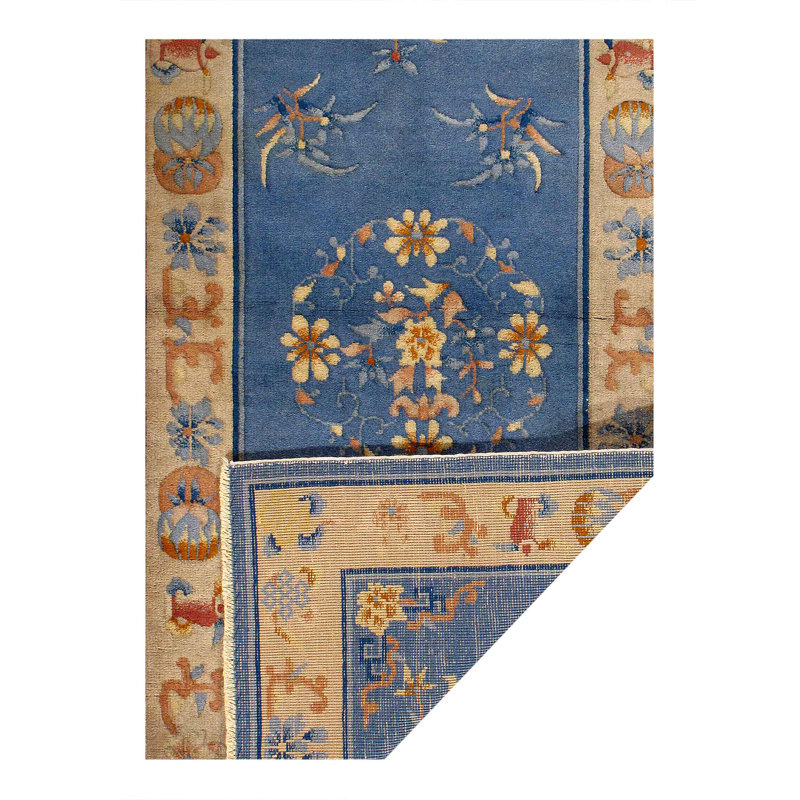 Tapis antique chinois Art Déco 2 pi 5 po x 4 pi 8 po