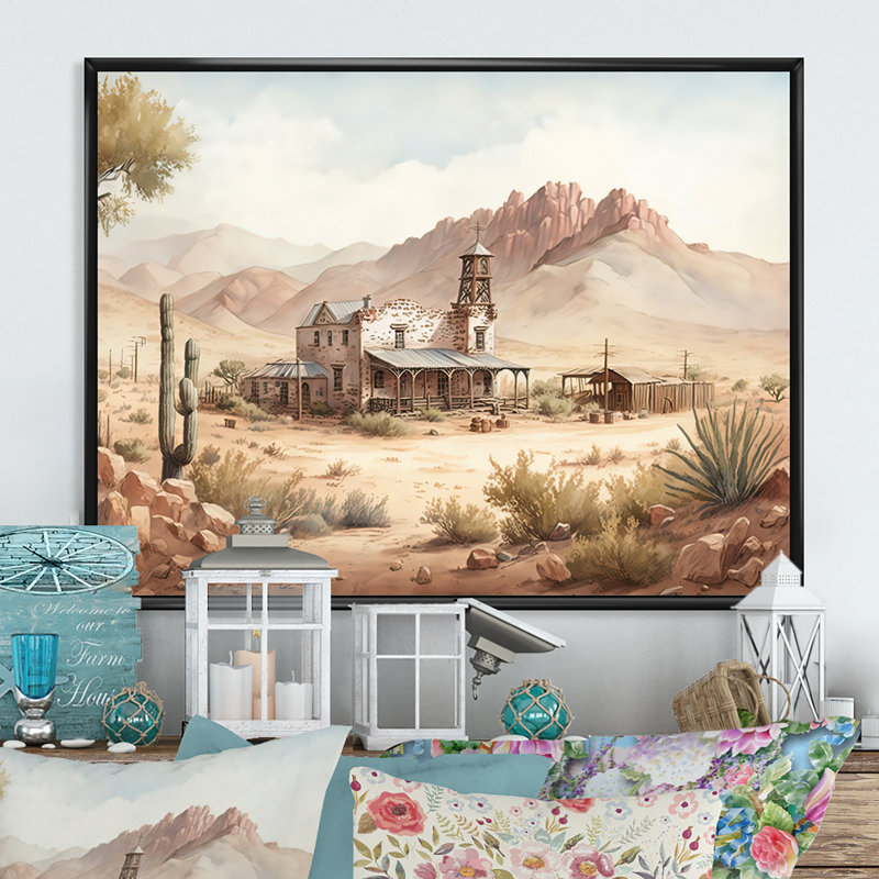 Wild West Town II - cadre flottant, impression sur toile, H 16 po x l 32 po x P 1 po, Toile avec cadre flottant noir