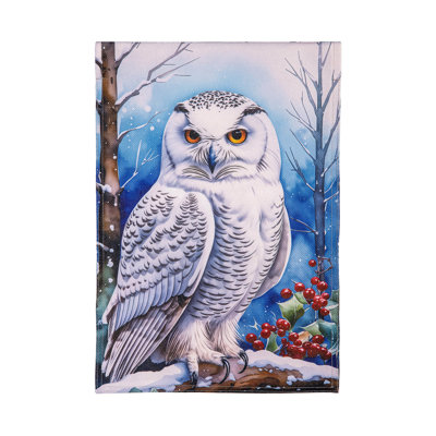 Snow Owl Burlap Garden Flag