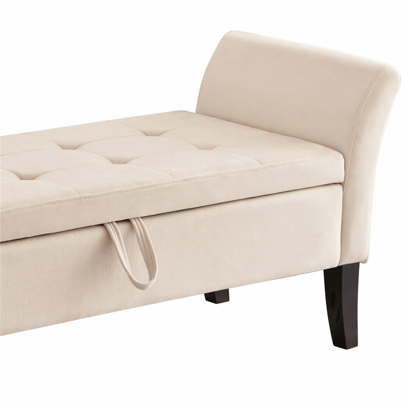 Banc de lit 51,5 po avec rangement en velours beige, Beige