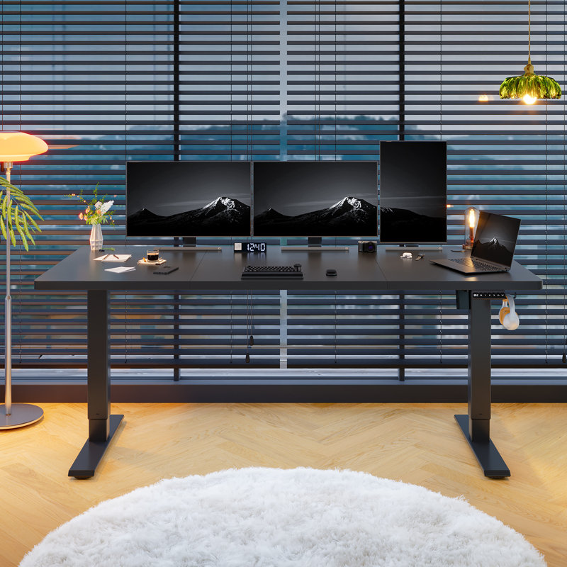 110/130/150 Cm W T-Shaped Standing Desk, Black, 150 cm W x 60 cm D, Black