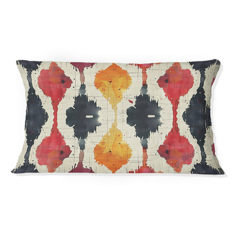 Coussin lombaire rétro rouge et noir géométrique