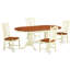 Ensemble de table de salle à manger moderne 5 pièces comprenant une table ovale en bois avec feuille papillon et 4 chaises de salle à manger, babeurre et cerise-31769993-49667084-124329234