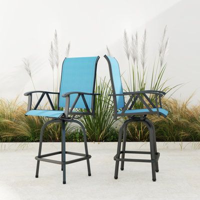 Arkayla 23.6"W PVC-coated polyester Swivel Patio Counter Stools
