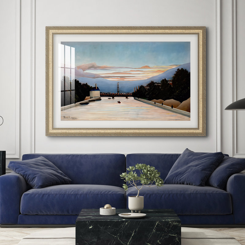 La Tour Eiffel, vers 1898 - Henri Rousseau - Reproduction encadrée sur mesure, 28 po x 40 po, Champagne Leaf Relief