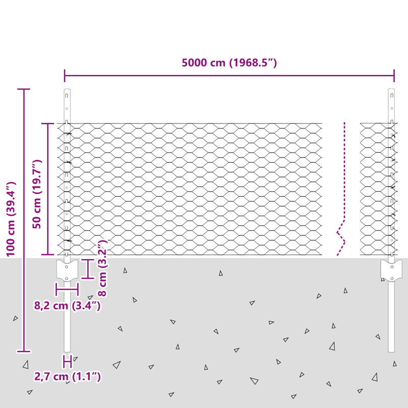 50cm H x 5000cm W Metal Fencing Kits