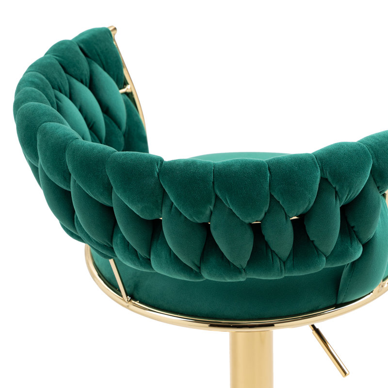 Ahnyla Swivel Upholstered Adjustable Height Counter Stool, Emerald
