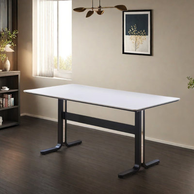 Modern Pure White Rock Slab Rectangular Table