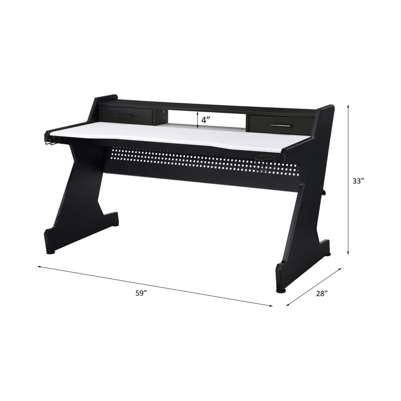 Bureau de jeu Bigga noir et blanc (sans la chaise de bureau)