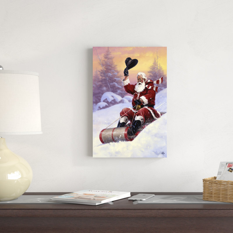 «Here Comes Santa» par Jack Sorenson - peinture sur toile tendue, H 18 po x l 12 po