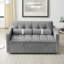Sommeil coulissant en velours gris, 2 places de 55,5 po avec poches latérales, coussins réglables et lombaires pour le salon d'appartement-688012534