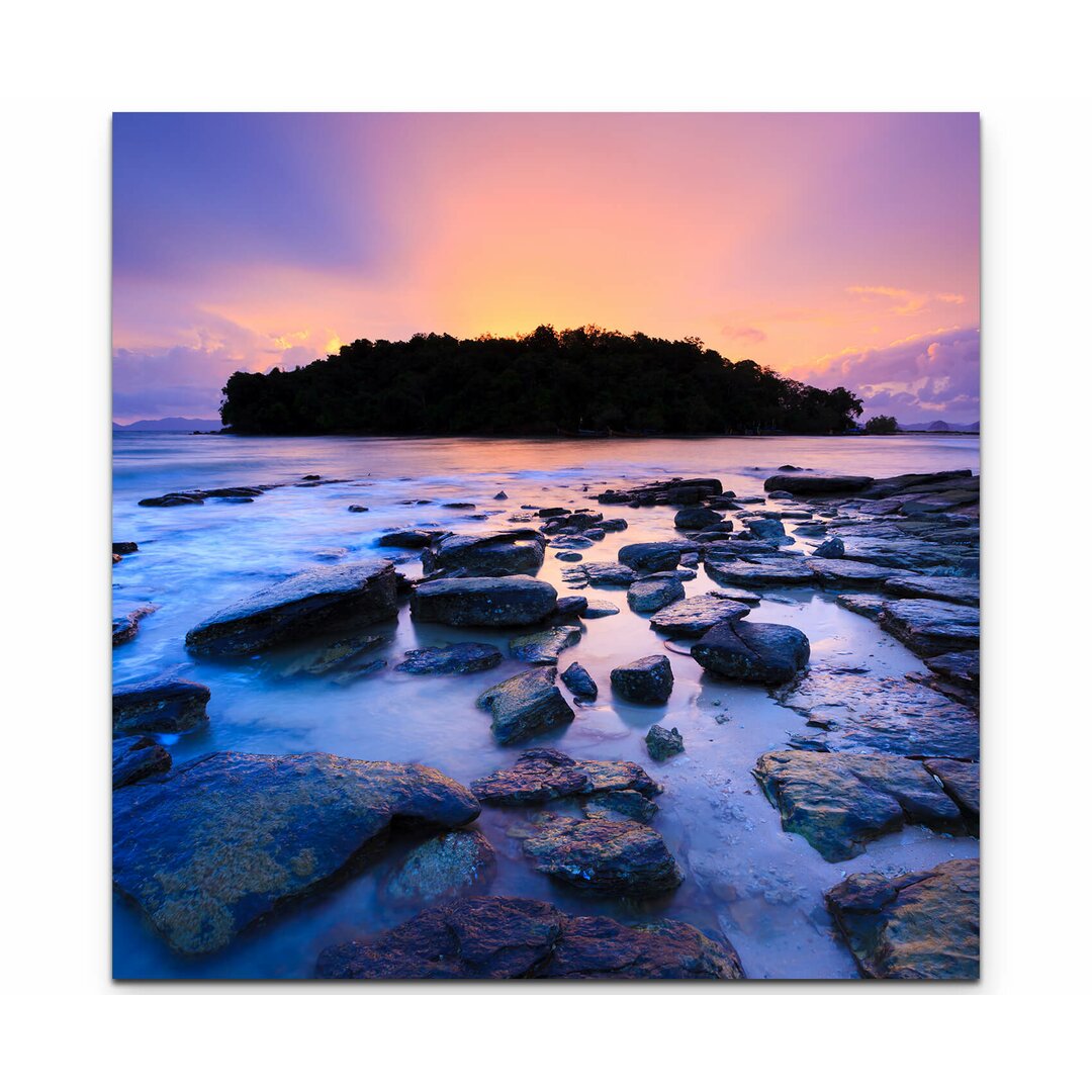 Leinwandbild Küstenlandschaft mit Sonnenuntergang bei Krabi - Thailand