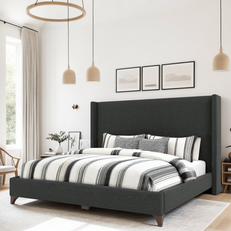 Lit tapissier Miliyah , Revolution® gris anthracite, Grand lit