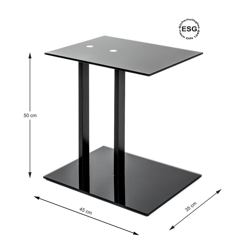 Engud Glass Top Floor Shelf End Table