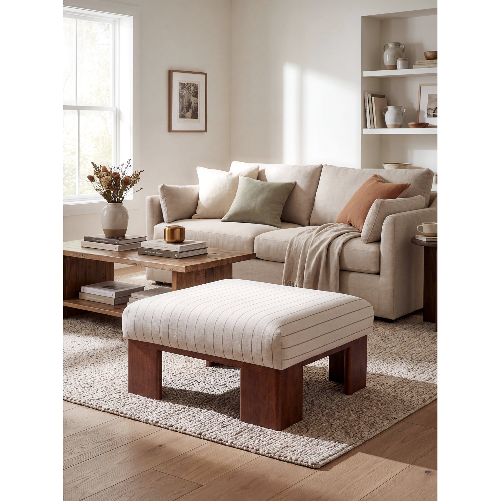 Vidor 36" Ottoman, Dune Stripe