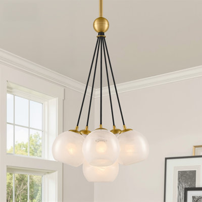 6-Light Dimmable Cluster Glass Bubbles Chandelier