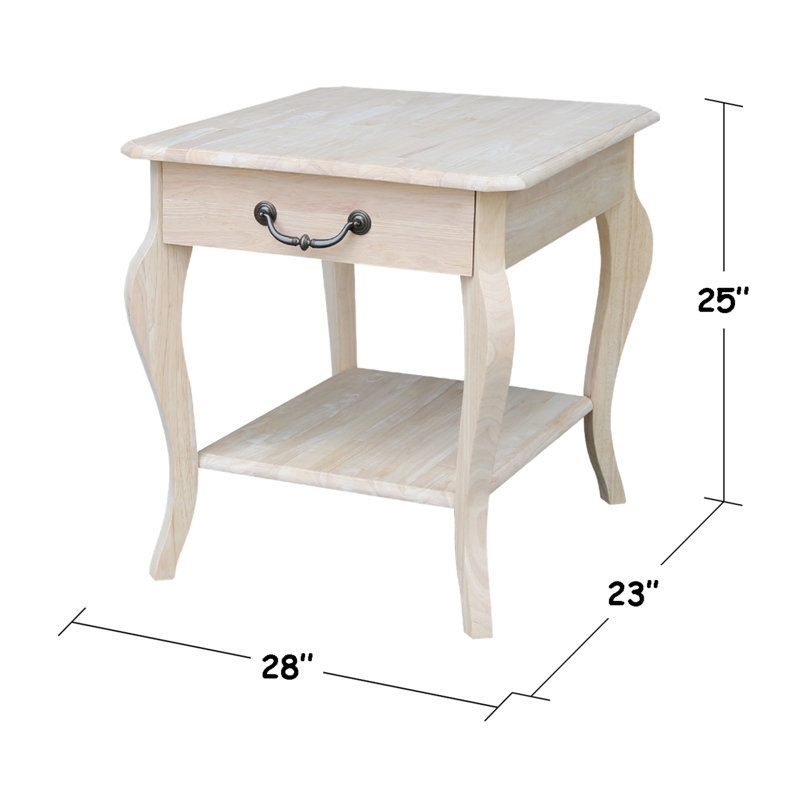 Maretti Solid Wood End Table with Storage