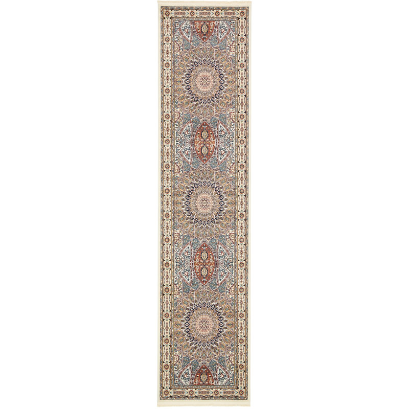 Tapis bleu Jackson Jackson, Tapis de couloir 2 pi 11 po x 13 pi 1 po, Ivory