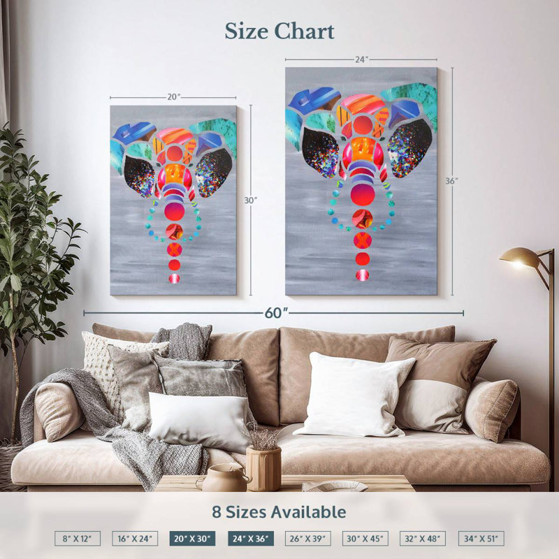 Brampt Abstract Elephant Love, 36" H x 24" W