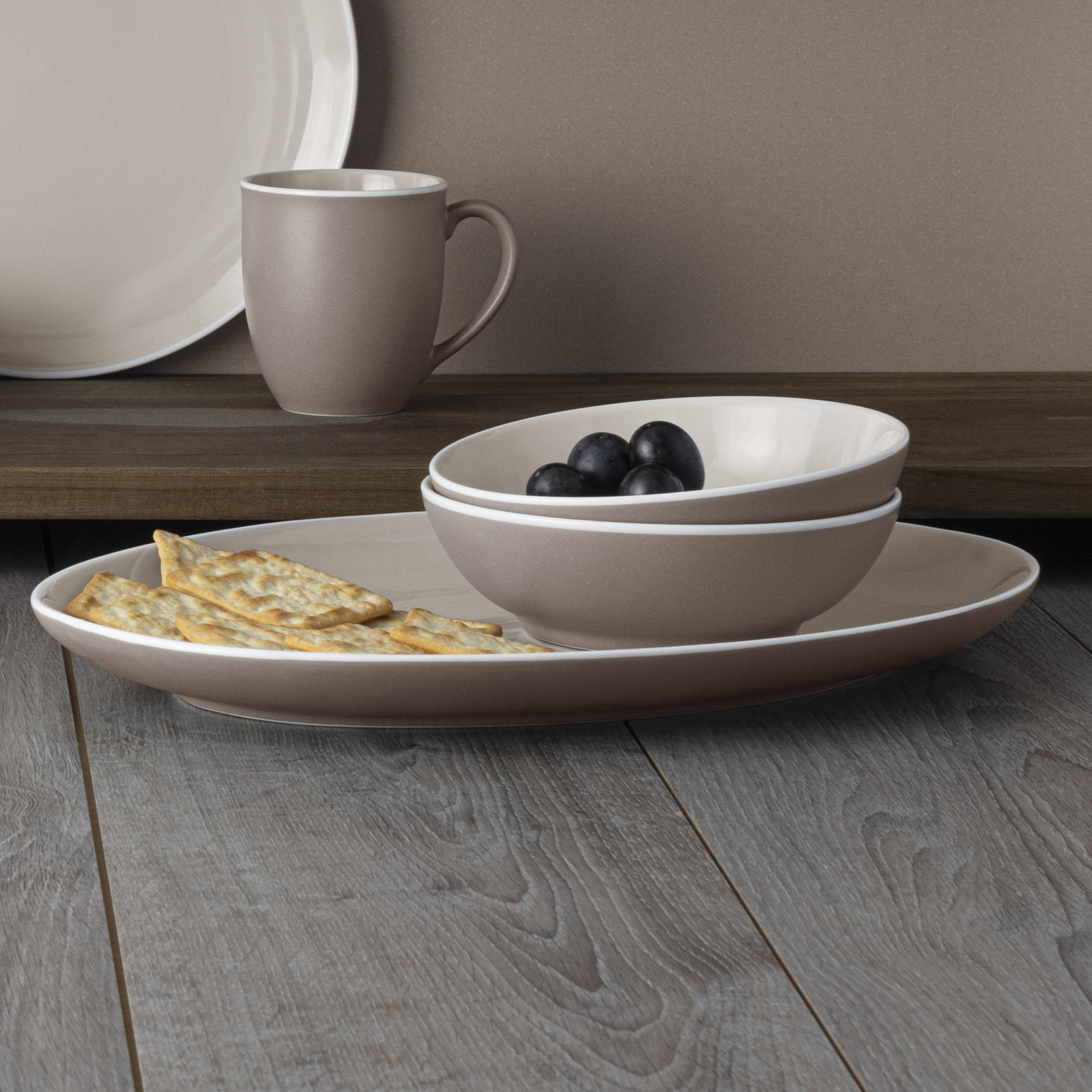 Noritake ColorTrio Oval Platter, 16", Brown