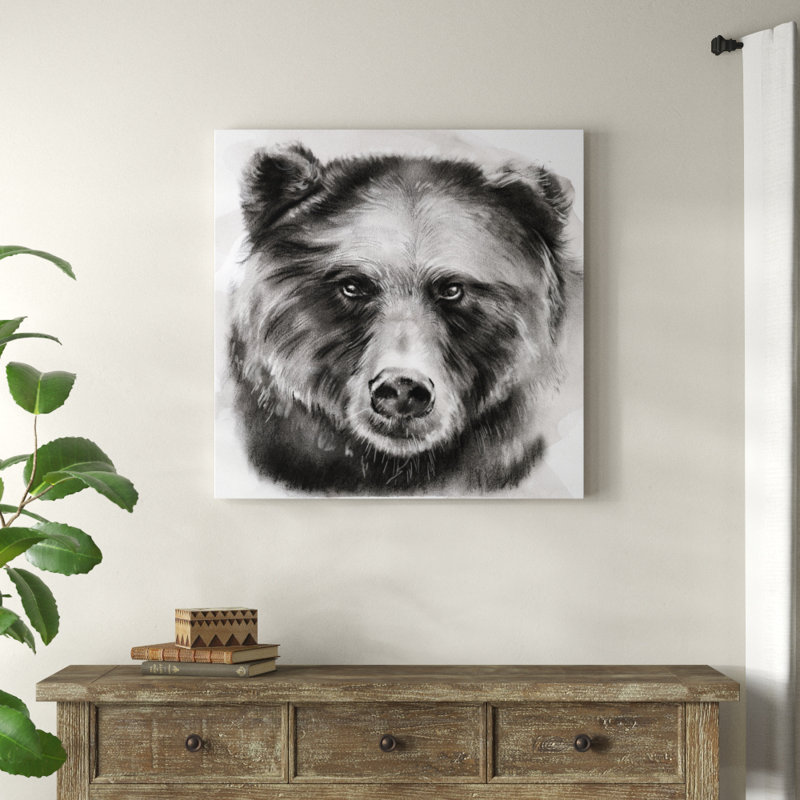 «Bear Grin I», peinture sur toile, H 36 po x l 36 po