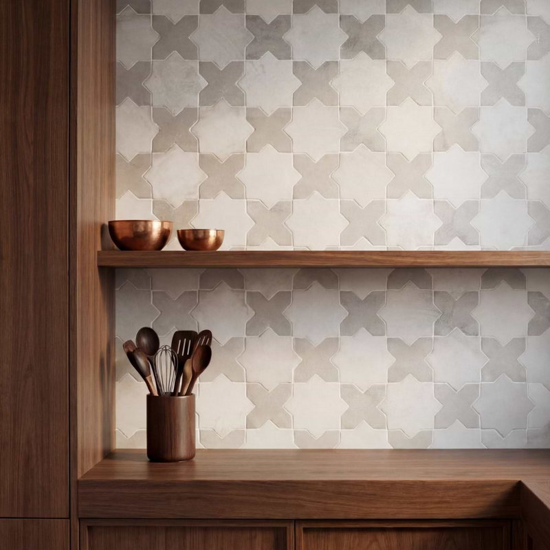 Parma Star-Crossed 6x6 Matte Terracotta Look Porcelain Floor and Wall Tile, White/Gray