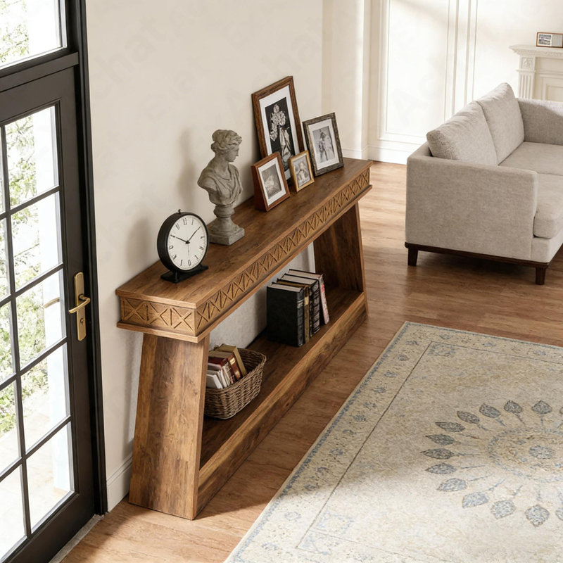 Two-Tiered Sofa Table,Versatile Entryway Table,Console Table, Brown