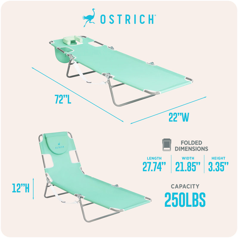 Chaise longue Ostrich The Original, chaise de bronzage de piscine Facedown, bleu sarcelle, Teal