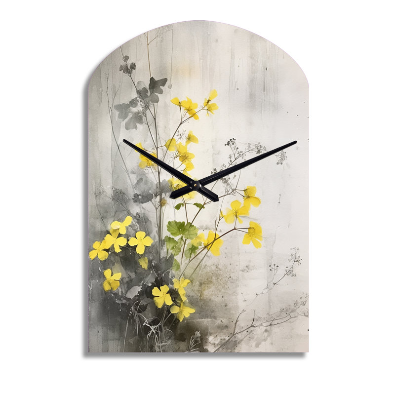 Grande sculpture d'horloge murale jaune jaune, Grand