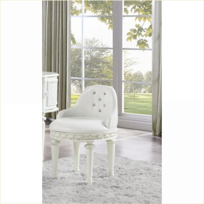 Fauteuil de salle de bain à dossier bas sans accoudoirs, similicuir beige doux, siège pivotant pour la salle de bain