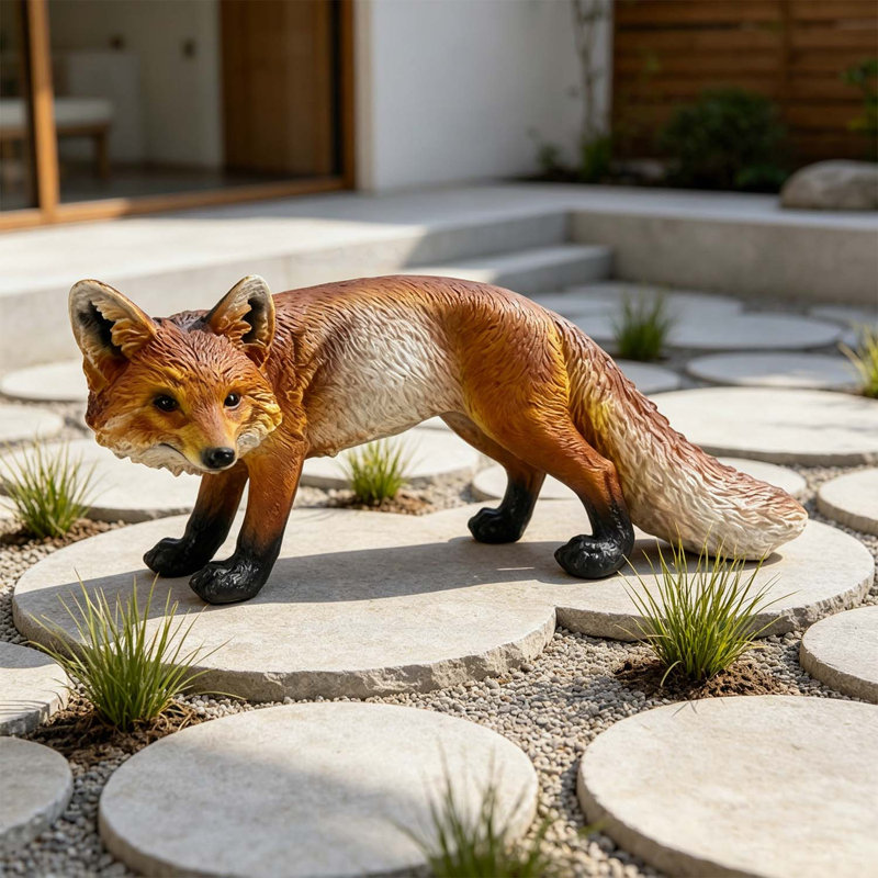 Lifelike Red Fox Figurine, 19.69\