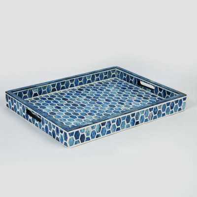 Plateau de service décoratif Gramercy Blue Bone Incrust