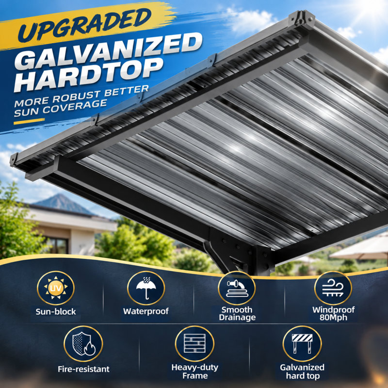 Pergola d'extérieur à toit rigide pour terrasse, 87" H x 100.92" W x 61.8" D