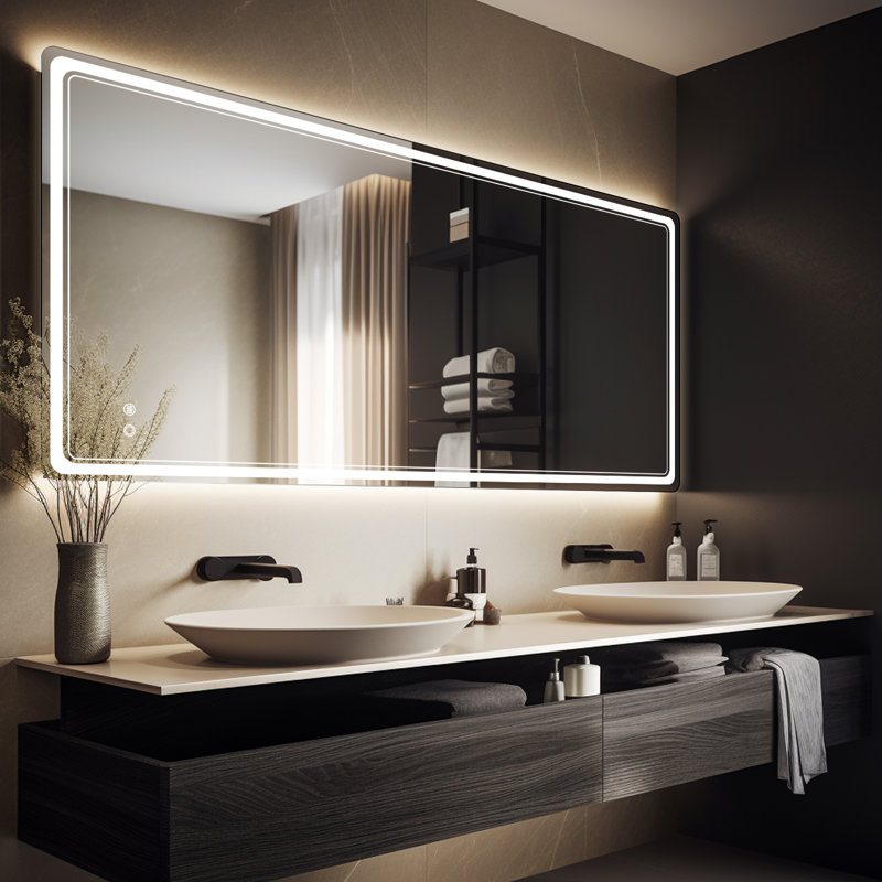 Miroir mural anti-buée Dibbrun, 27 po x 48 po, Rectangle