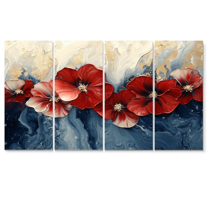 «Battton» - art mural traditionnel, 4 pièces, H 28 po x l 48 po