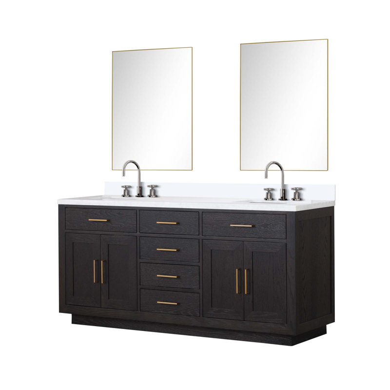 Ensemble de meuble-lavabo double avec robinet et miroirs