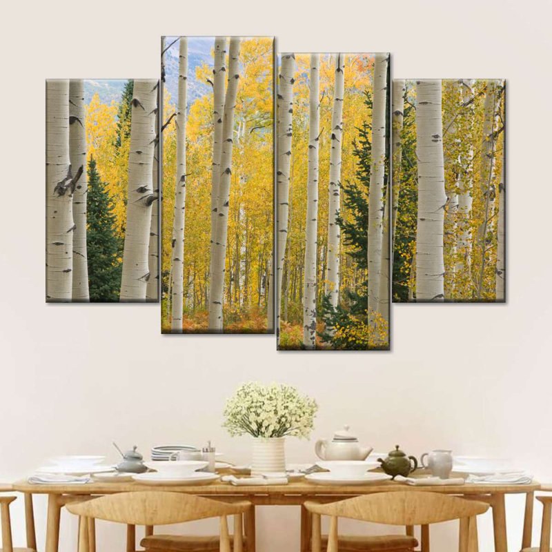 Elk Mountain Aspen Trees Wall Art Multi Piece Canvas Print, H 32 po x l 52 po x P 1,25 po