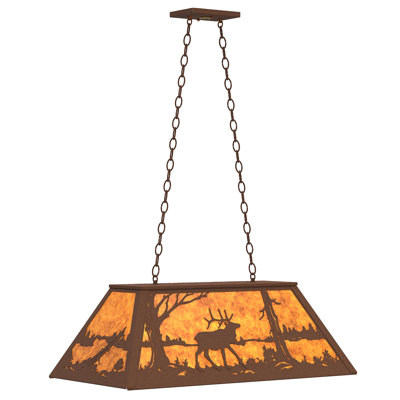 33" Long Elk At Lake Oblong Pendant