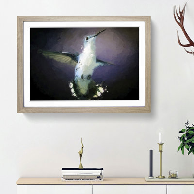 Hummingbird Bird in Flight in Abstract - Picture Frame Painting Print on MDF