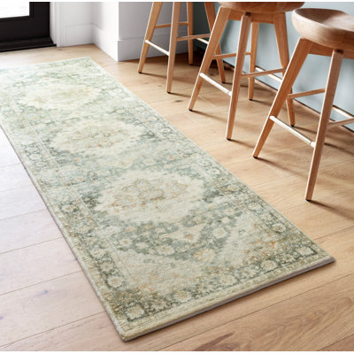 Tapis oriental bleu sarcelle / ivoire
