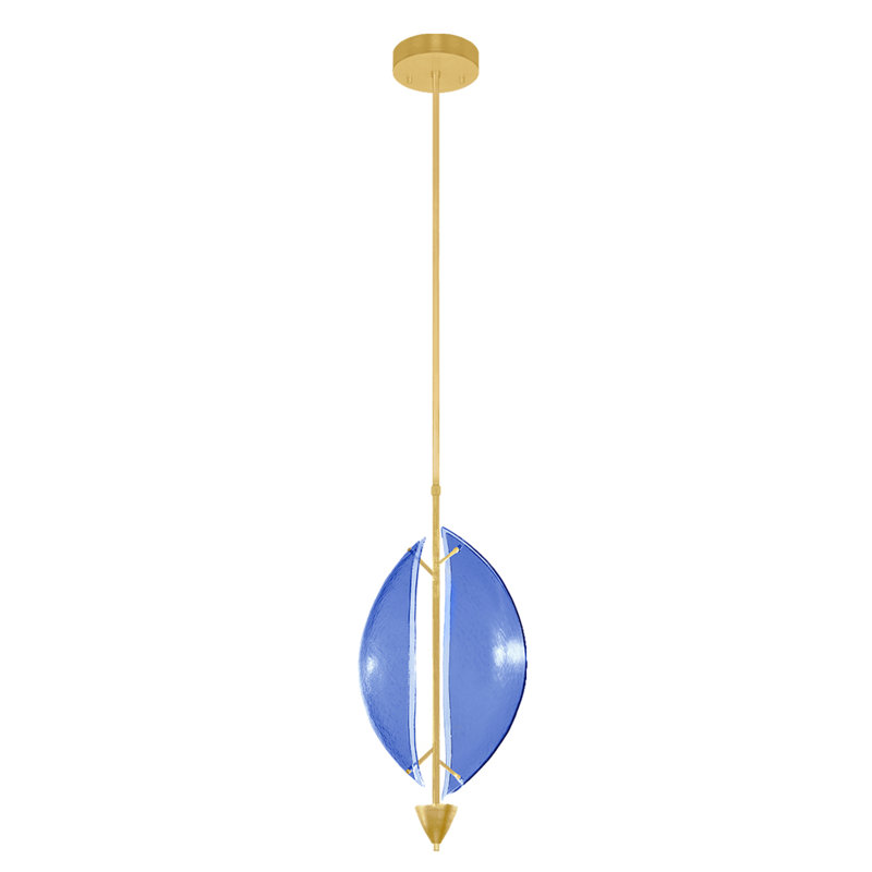 Luminaire suspendu rond l 11 po Embark, Bleu, Feuille d'or standard