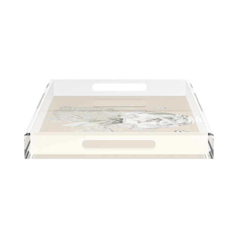 Monkey Large Jungle Acrylic Rectangle Decorative Tray, Green Which, 17"W x 10.5"D x 2"H