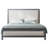 Solid Wood Platform Bed with Linen & Nailhead Trim-1018676955-1018676959