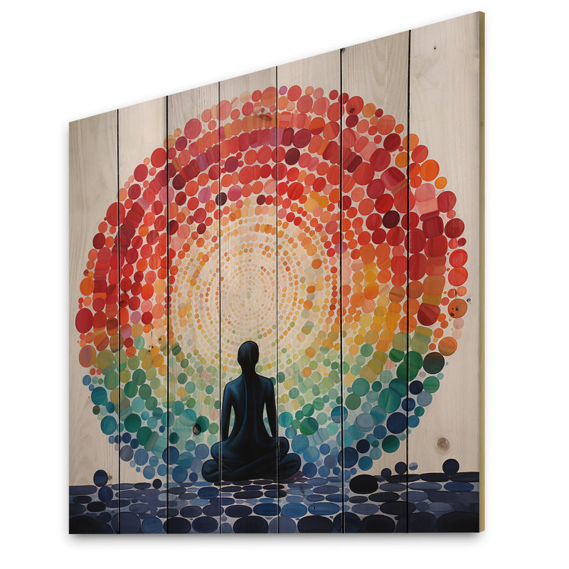 Jaracz, méditation colorée, harmonie d'esprit sur bois, H 15 po x l 15 po x P 0,78 po